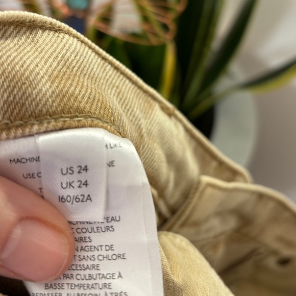 We The Free Button Fly Distressed Khaki Colored Denim Jeans Strait Leg Size 24 - Picture 5 of 6